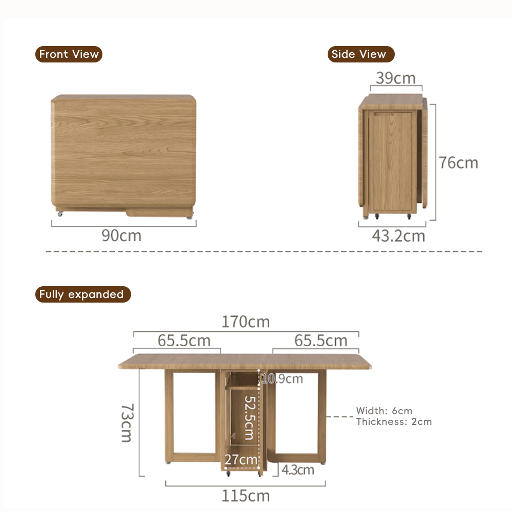 Solid Wood Folding Dining Table Small Apartment Rectangular Dining Table