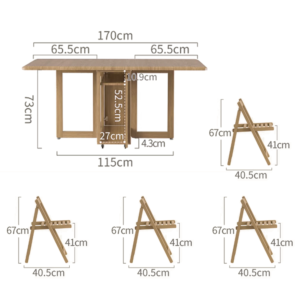 Solid Wood Folding Dining Table Small Apartment Rectangular Dining Table