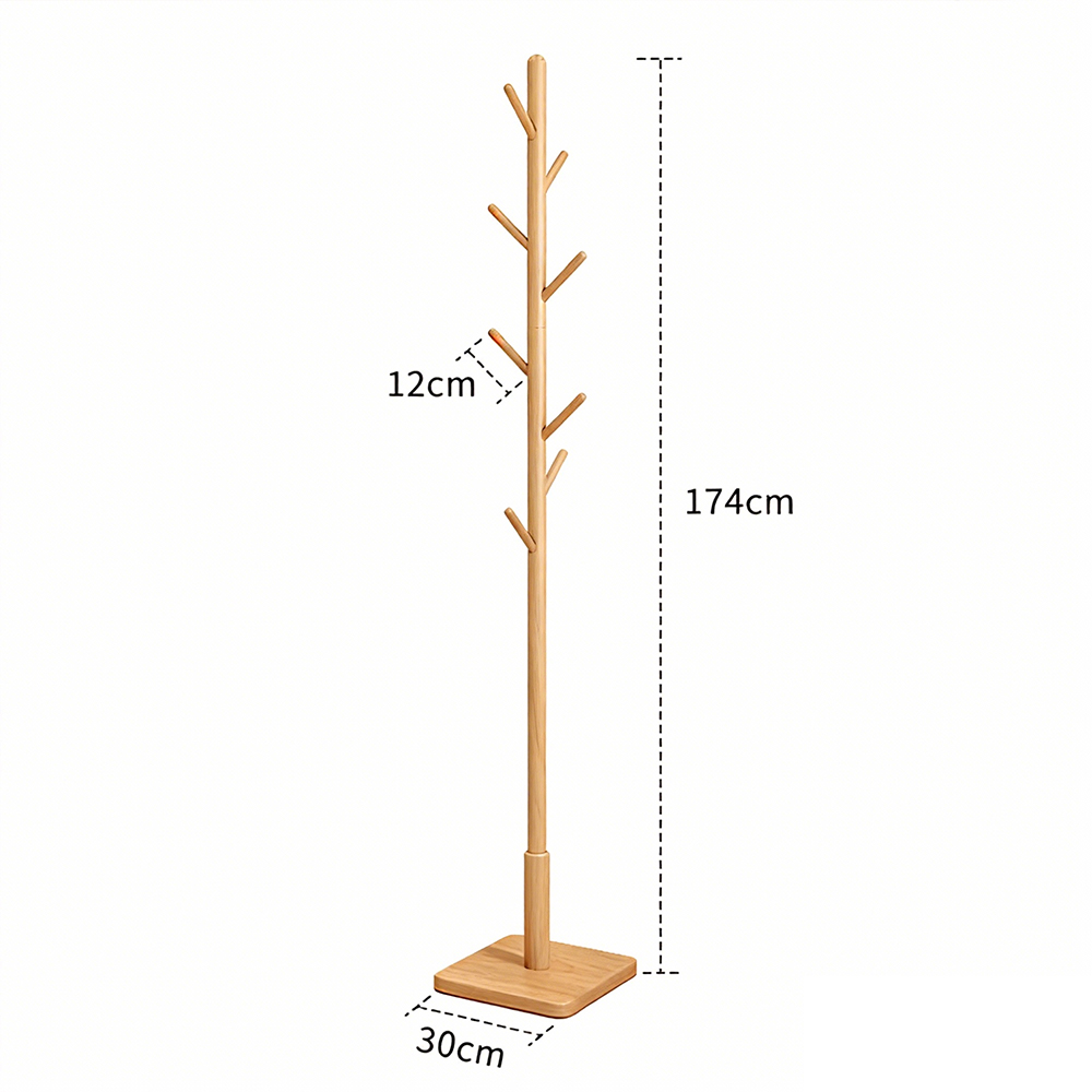 Tree Shaped Single Head Vertical Floor Coat Rack Bedroom Minimalist Solid Wood Hanger