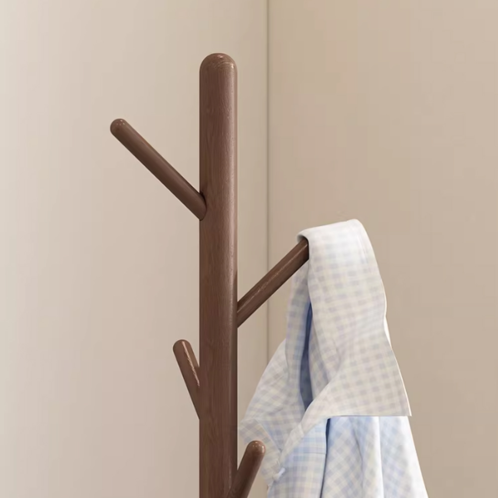 Tree Shaped Single Head Vertical Floor Coat Rack Bedroom Minimalist Solid Wood Hanger