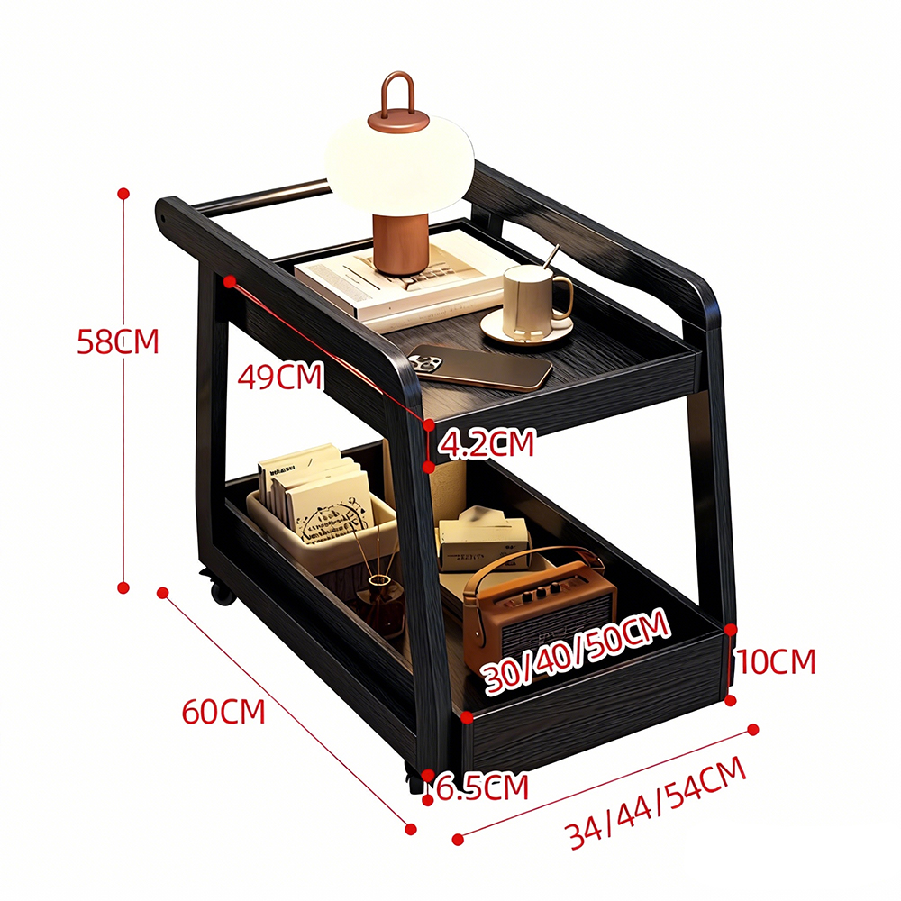 Solid Wood Mobile Side Table Living Room Sofa Side Small Tea Table Home Bedside Storage Cart