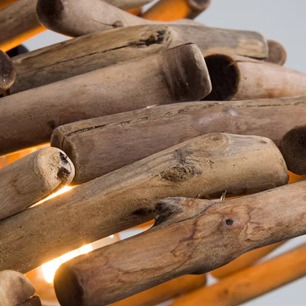 Vintage Hand-woven Solid Wood Branch Dining Room Pendant Light