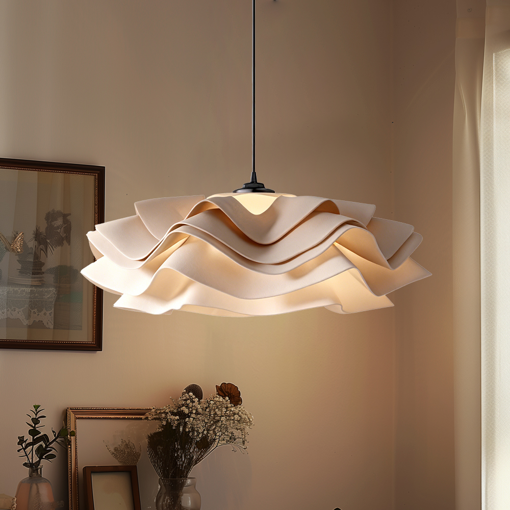 Cream Style Ruffled Petal Pendant Light for Modern Dining Room