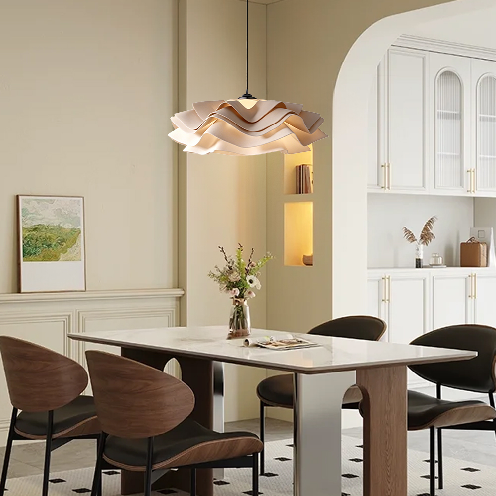 Cream Style Ruffled Petal Pendant Light for Modern Dining Room