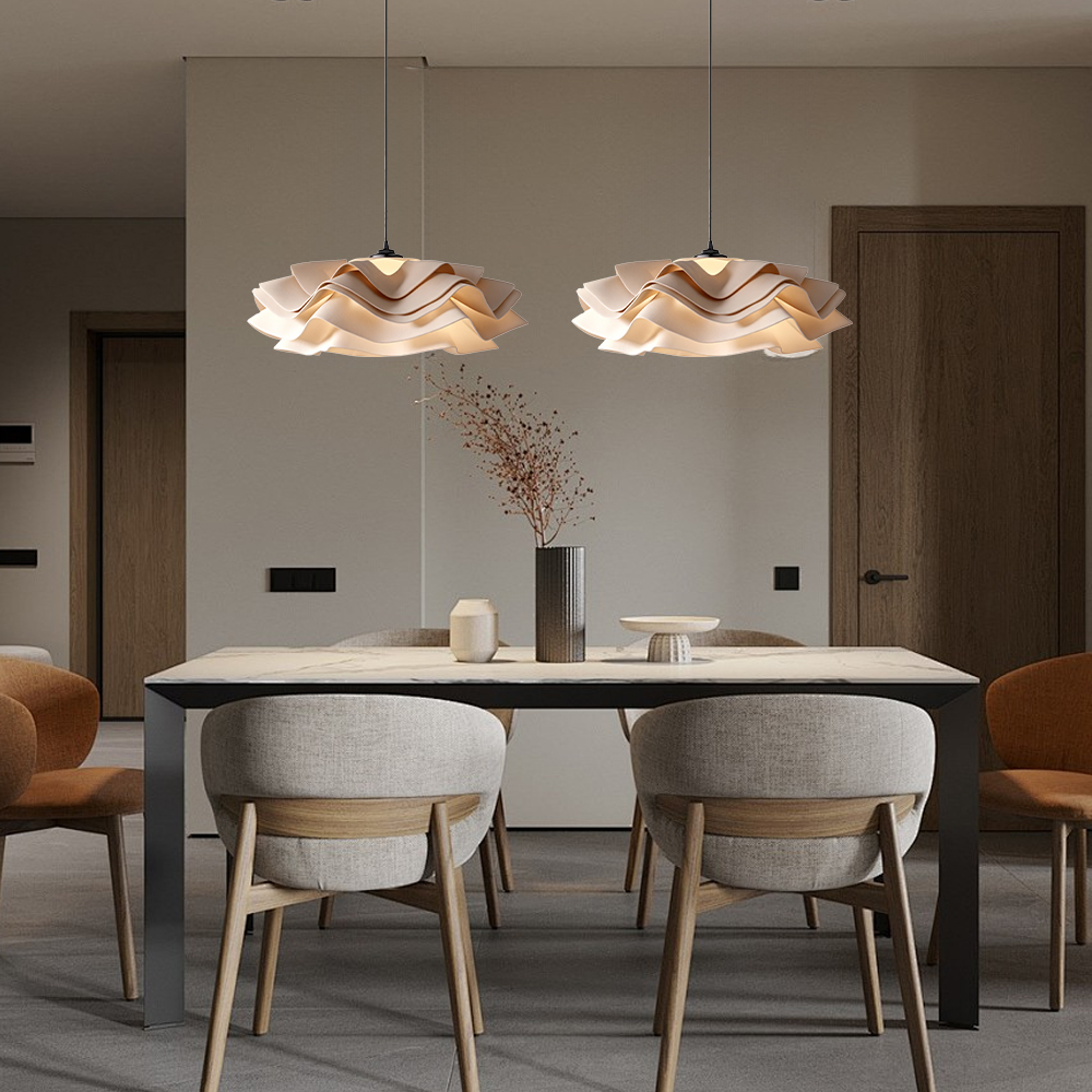 Cream Style Ruffled Petal Pendant Light for Modern Dining Room