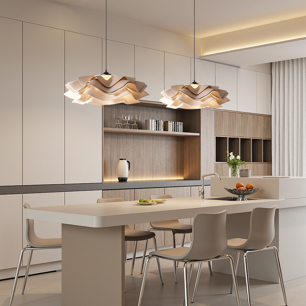 Cream Style Ruffled Petal Pendant Light for Modern Dining Room
