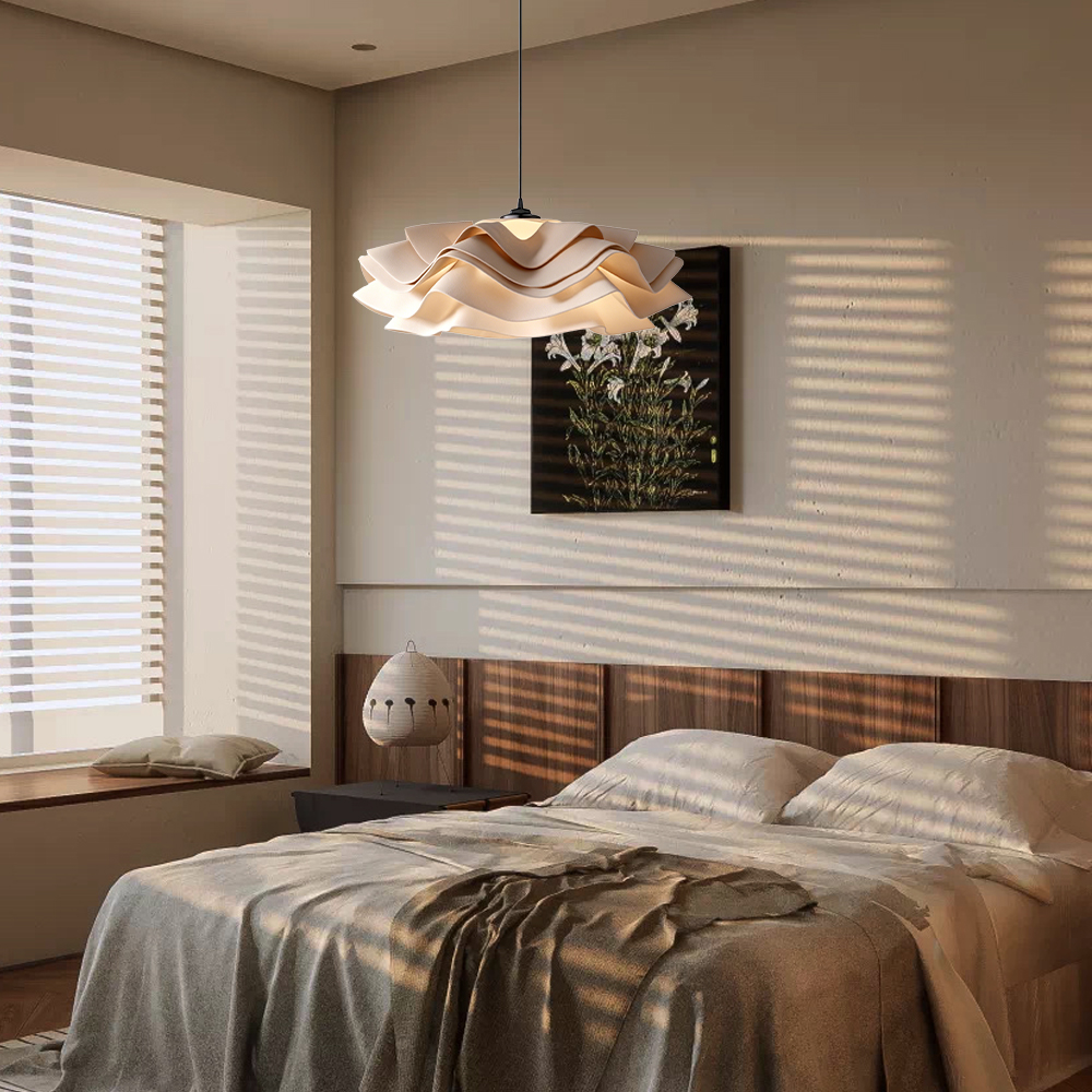 Cream Style Ruffled Petal Pendant Light for Modern Dining Room