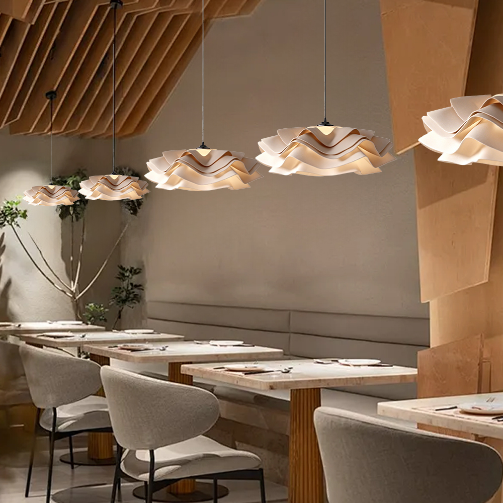 Cream Style Ruffled Petal Pendant Light for Modern Dining Room