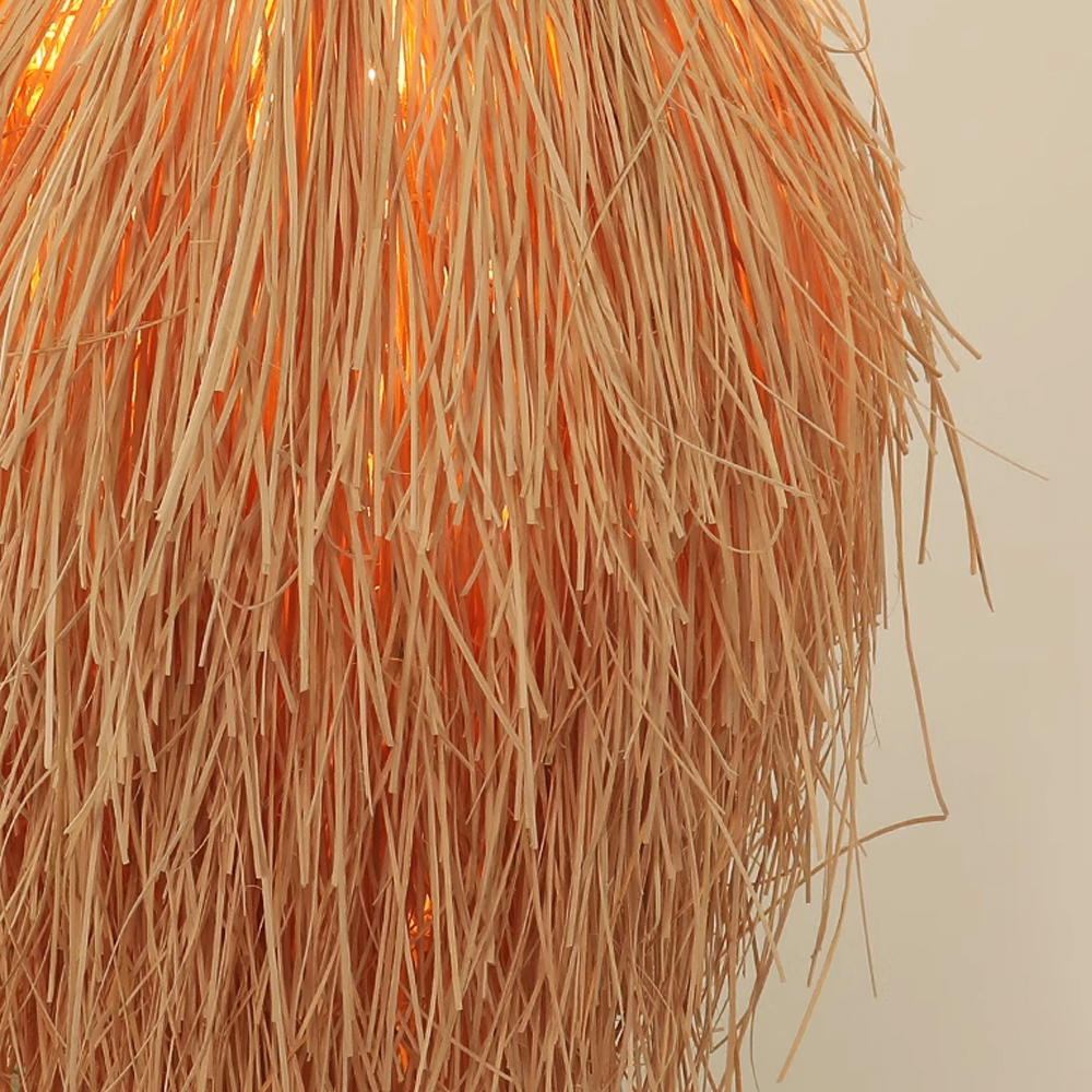 Japanese Style Grass Pendant Lights Hand-wove Lampshade For Dining Room