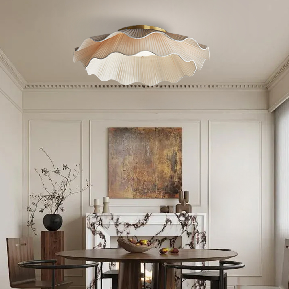 French Simple Fabric Pendant Light For Bedroom Dining Room