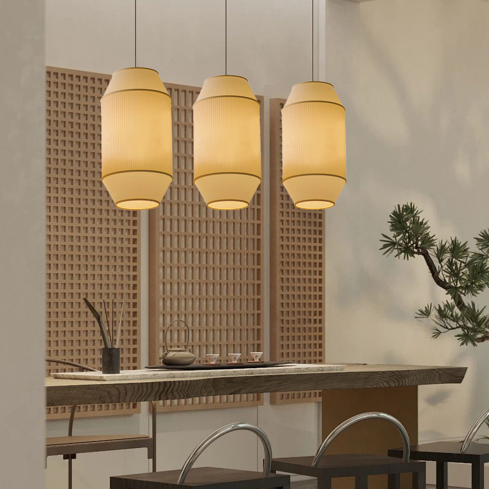 Wabi-sabi Fabric Chandelier Dining Room Combination Pendant Lights