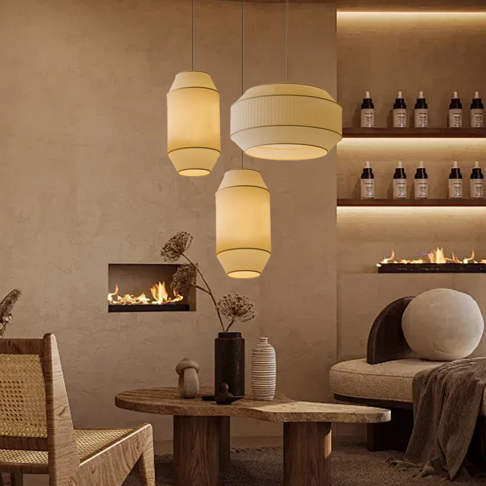 Wabi-sabi Fabric Chandelier Dining Room Combination Pendant Lights