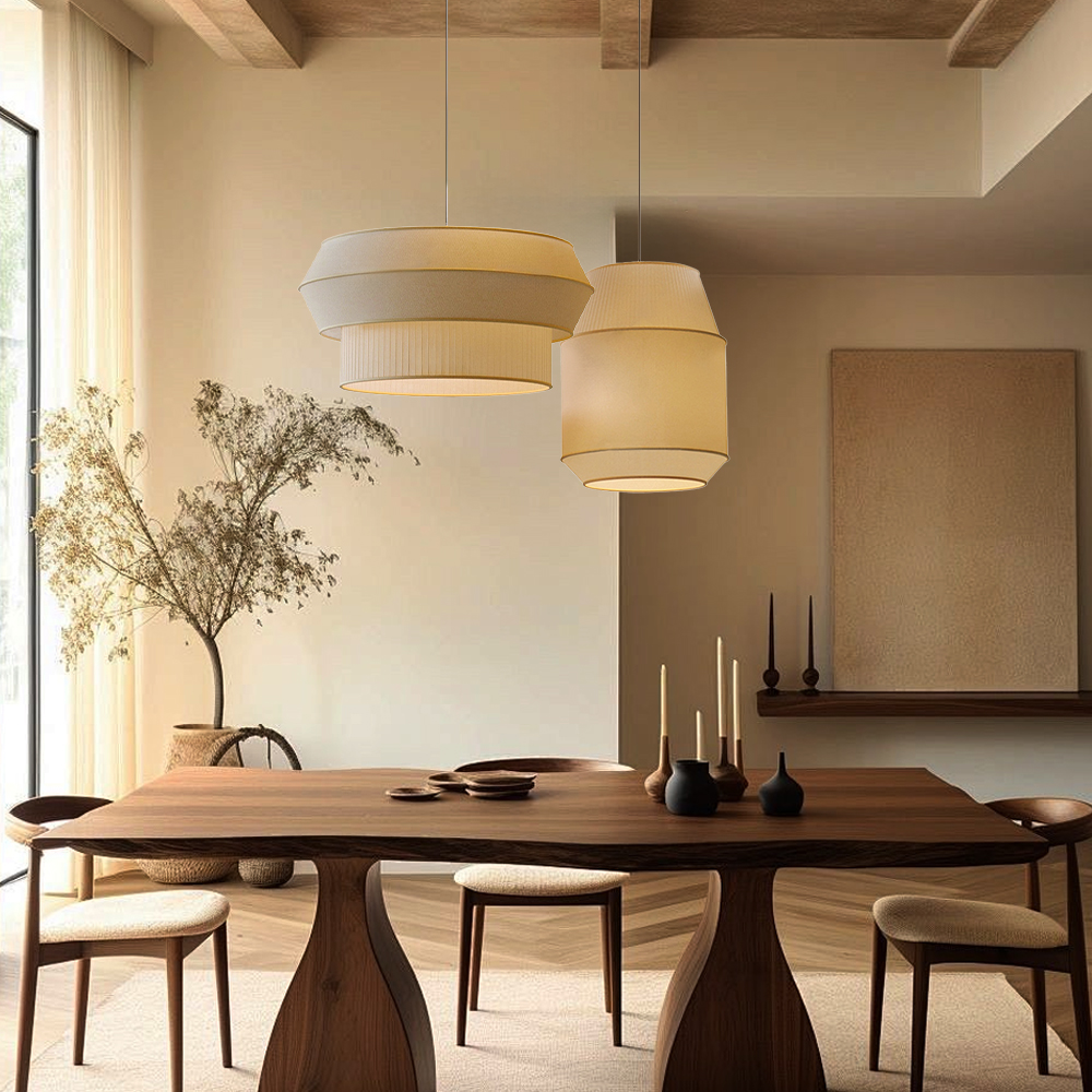 Wabi-sabi Fabric Chandelier Dining Room Combination Pendant Lights