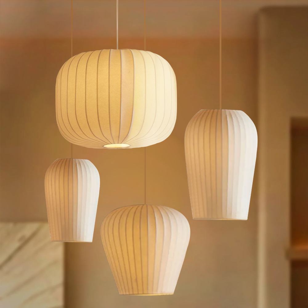 Wabi-sabi Silk Chandelier Modern Simple Living Room Pendant Light