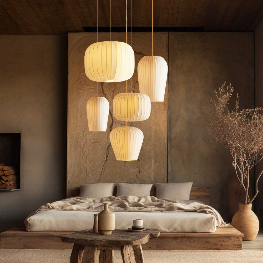 Wabi-sabi Silk Chandelier Modern Simple Living Room Pendant Light