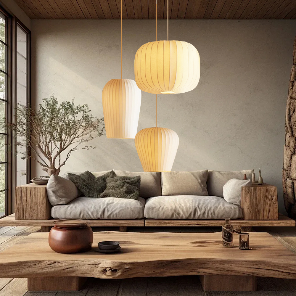 Wabi-sabi Silk Chandelier Modern Simple Living Room Pendant Light