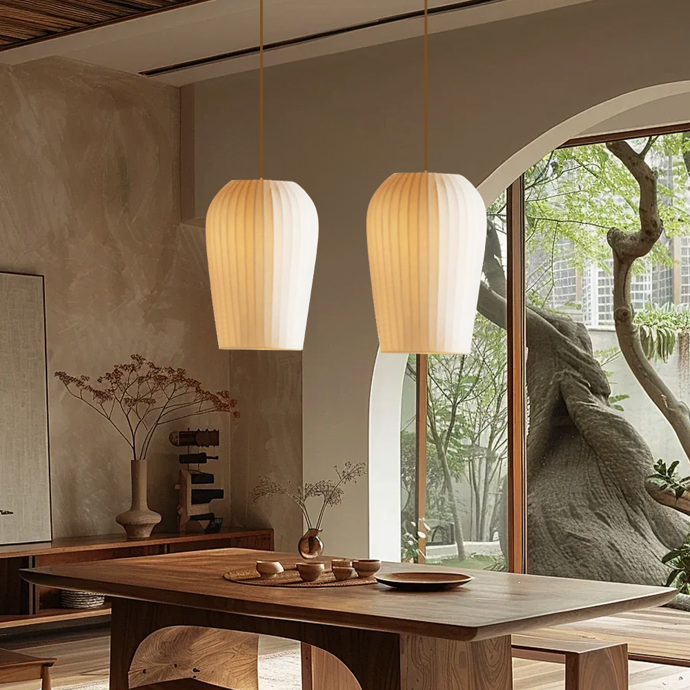 Wabi-sabi Silk Chandelier Modern Simple Living Room Pendant Light