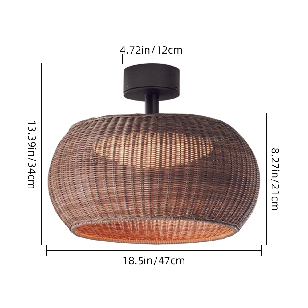 Outdoor Waterproof Rattan Ceiling Lampshade Porch Light