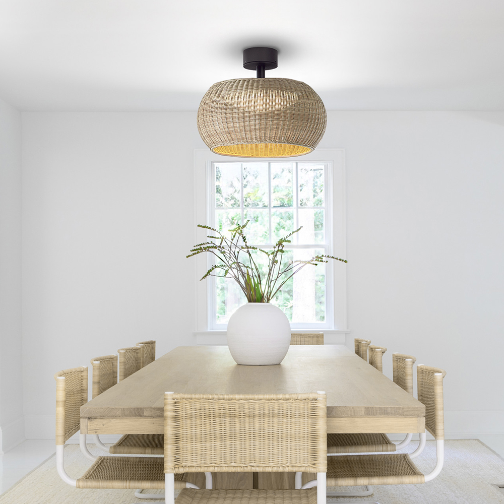 Outdoor Waterproof Rattan Ceiling Lampshade Porch Light