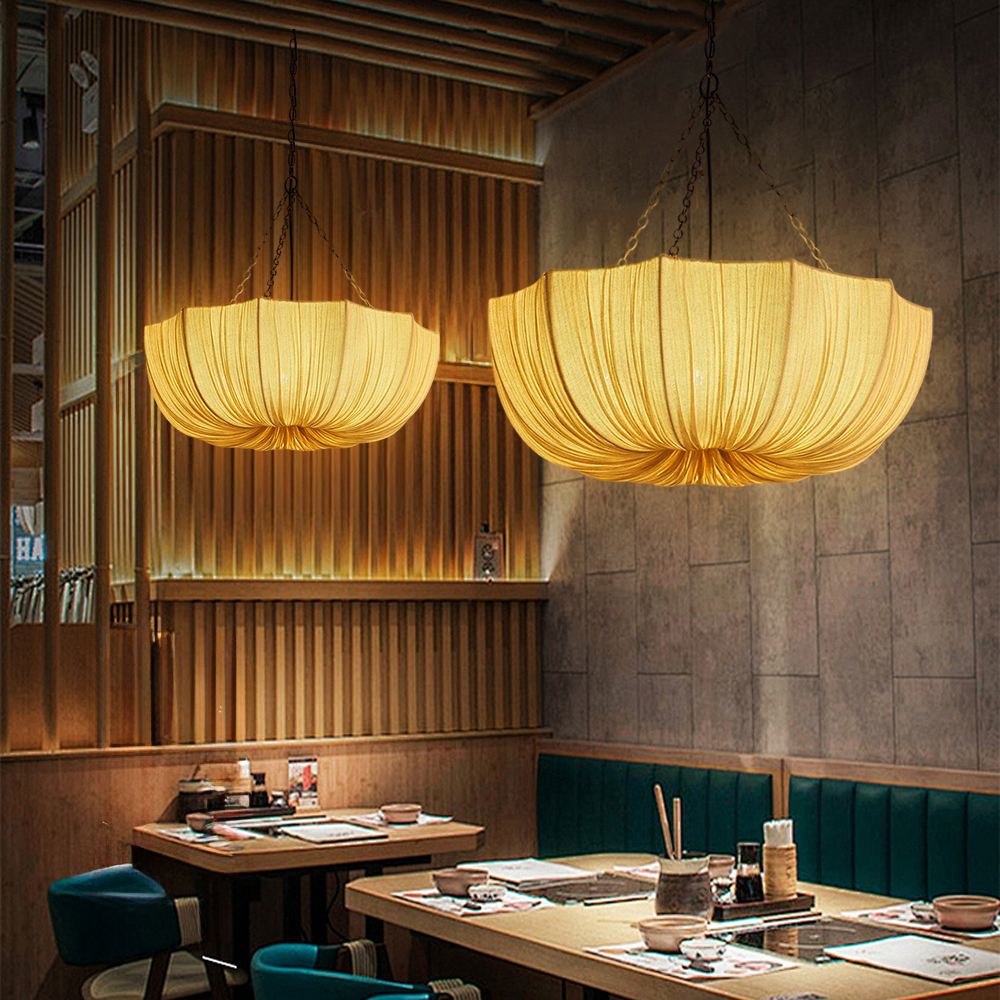 French Retro Fabric Pendant Light For Living Room And Bedroom