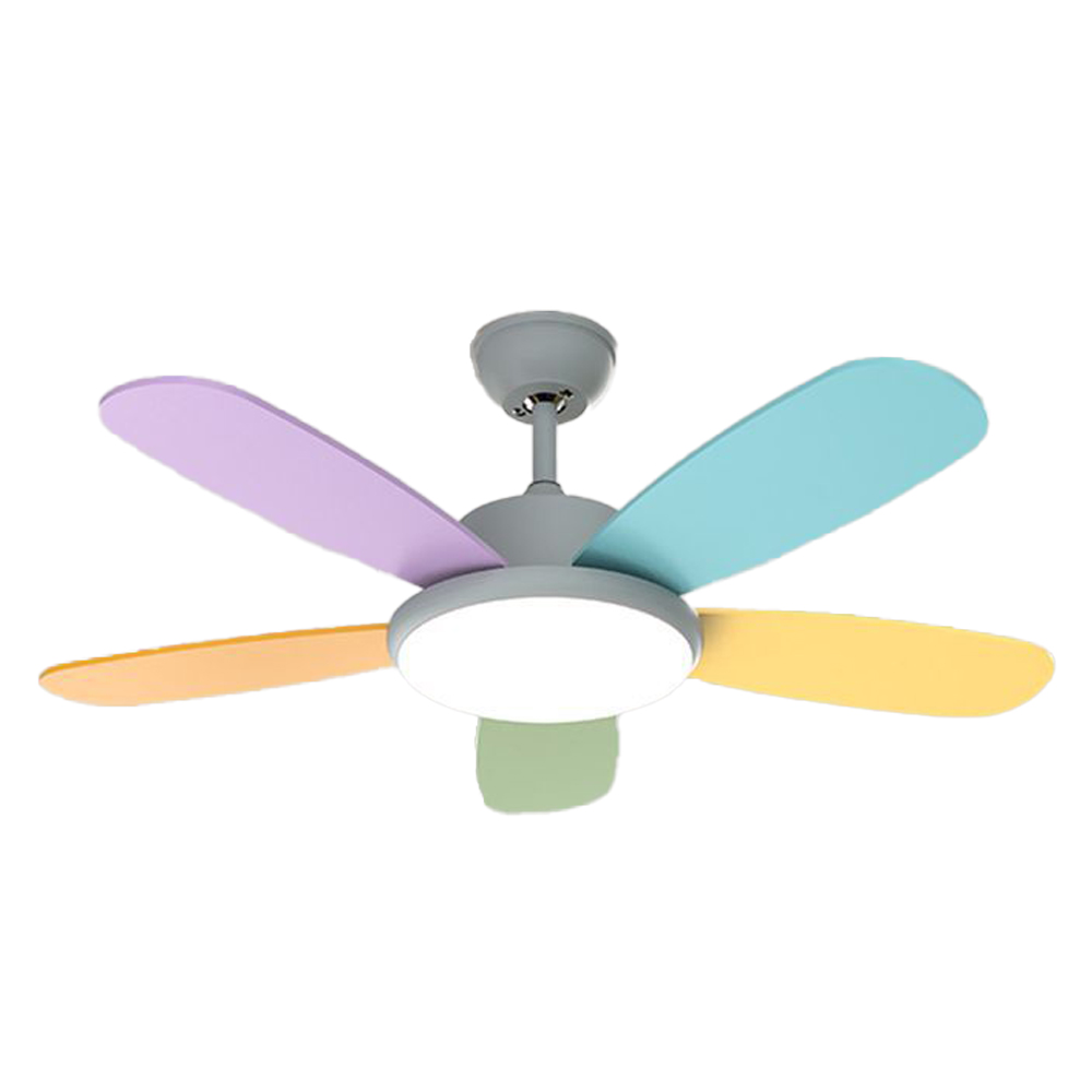 Remote Control Smart Ceiling Fan Light for Bedroom with Colored Blades