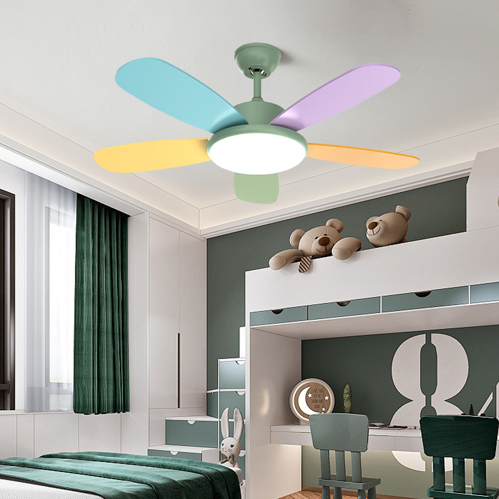 Remote Control Smart Ceiling Fan Light for Bedroom with Colored Blades