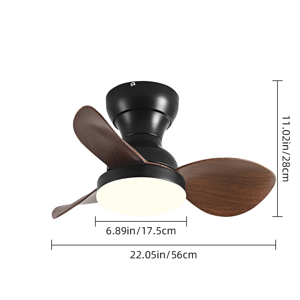 22'' Small Fan Bedroom Study Silent Ceiling Fan Light