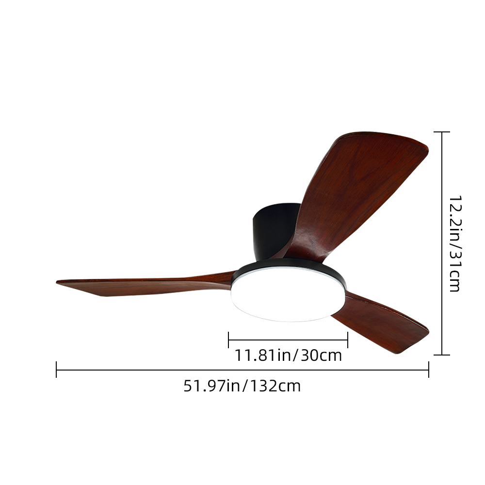 Nordic Solid Wood Large Lamp Panel Ceiling Fan Light