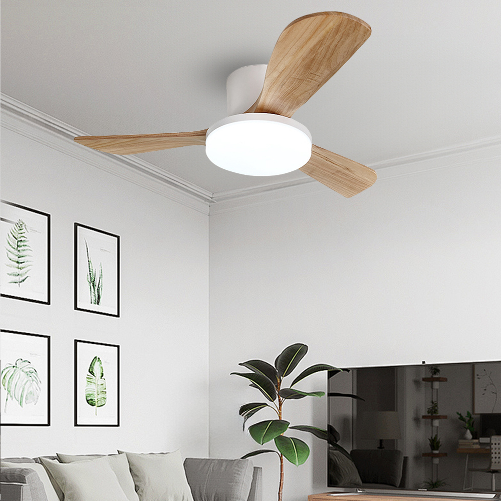 Nordic Solid Wood Large Lamp Panel Ceiling Fan Light