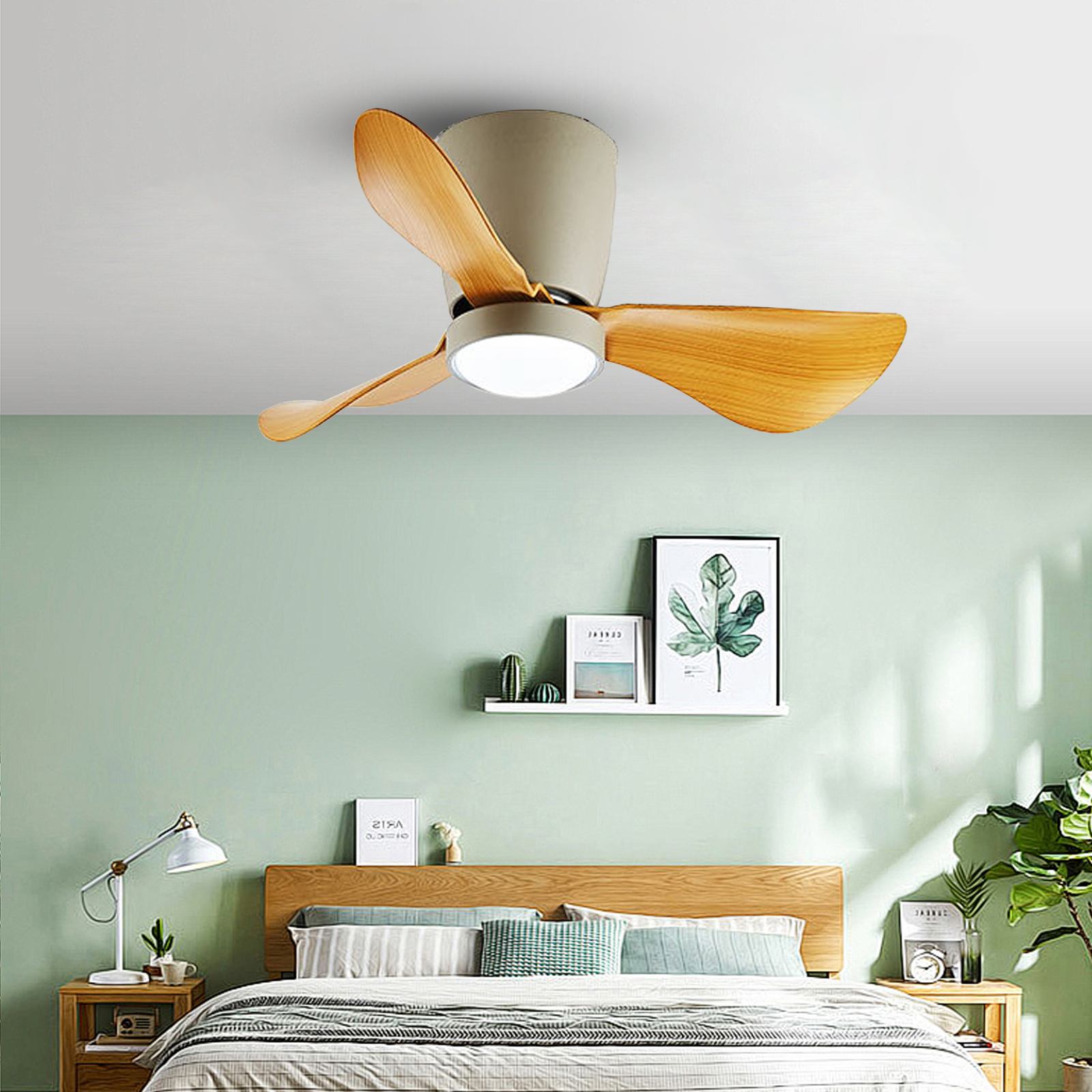 Nordic Simple Bedroom Ceiling Fan Light 24''