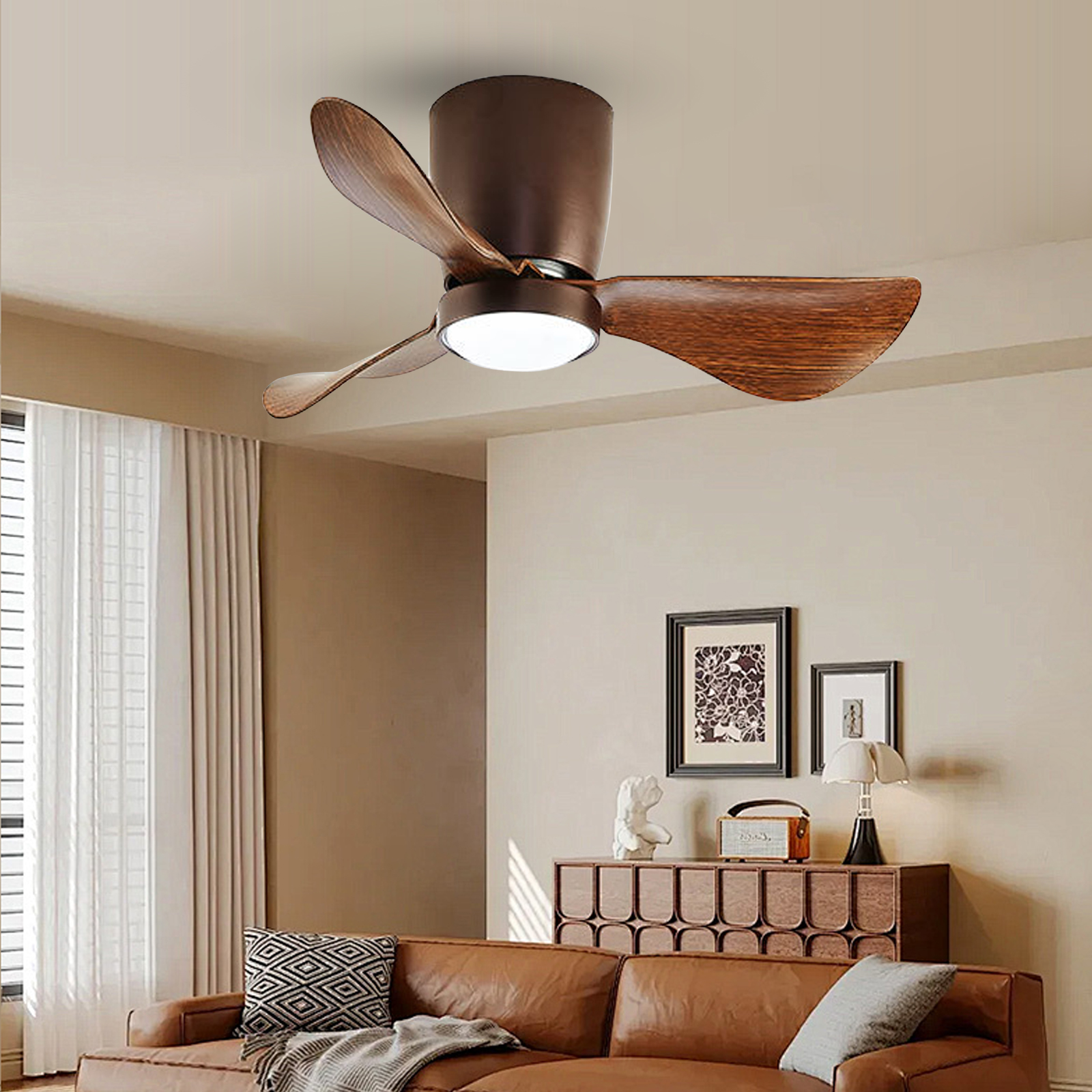 Nordic Simple Bedroom Ceiling Fan Light 24''