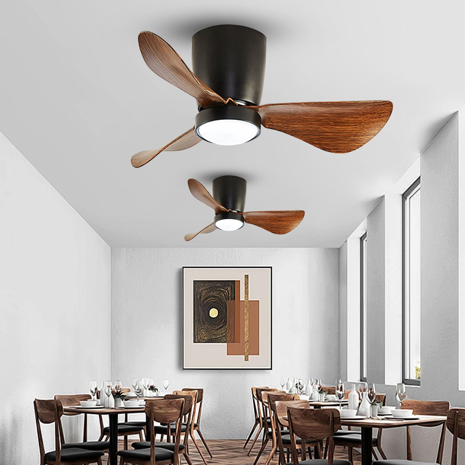 Nordic Simple Bedroom Ceiling Fan Light 24''