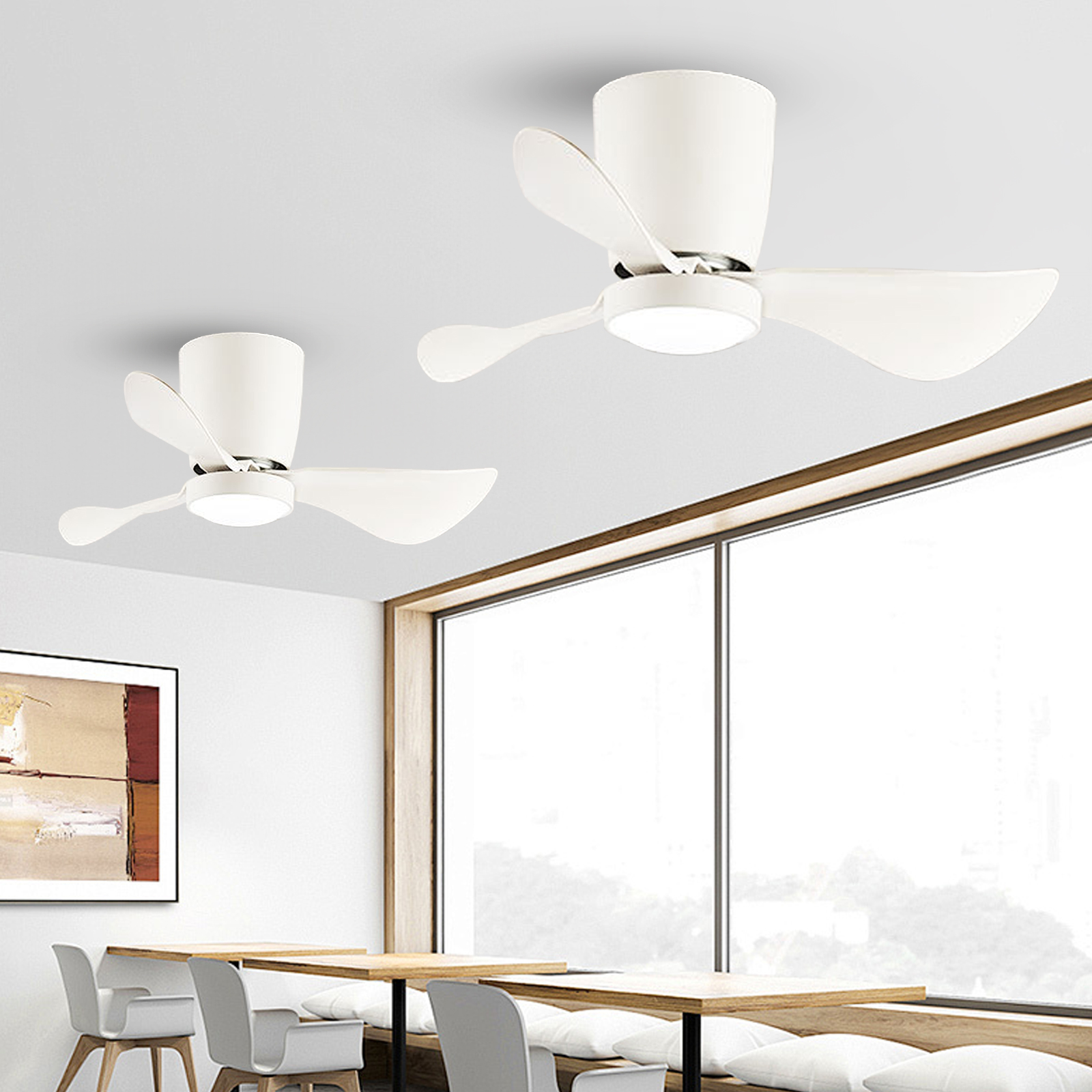 Nordic Simple Bedroom Ceiling Fan Light 24''