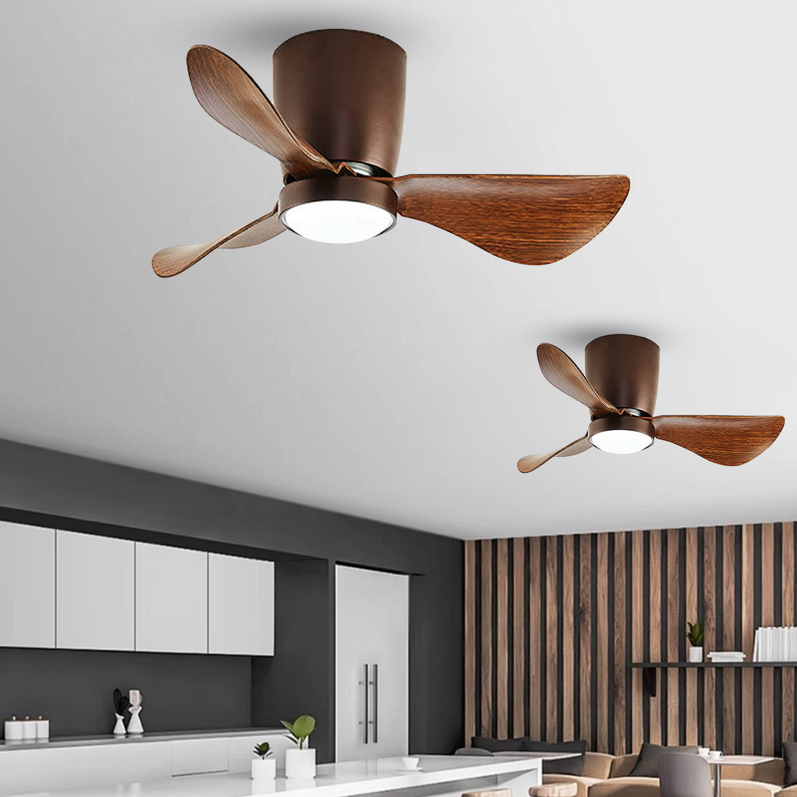 Nordic Simple Bedroom Ceiling Fan Light 24''