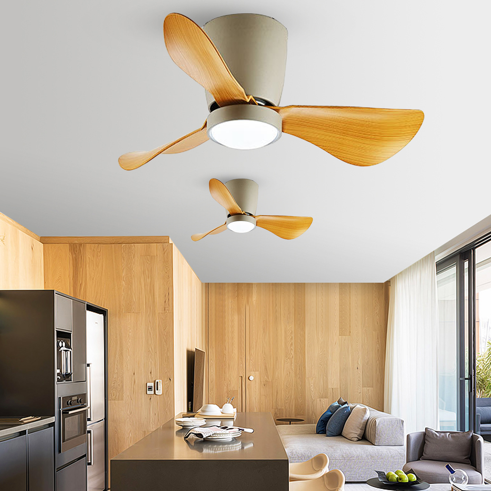 Nordic Simple Bedroom Ceiling Fan Light 24''