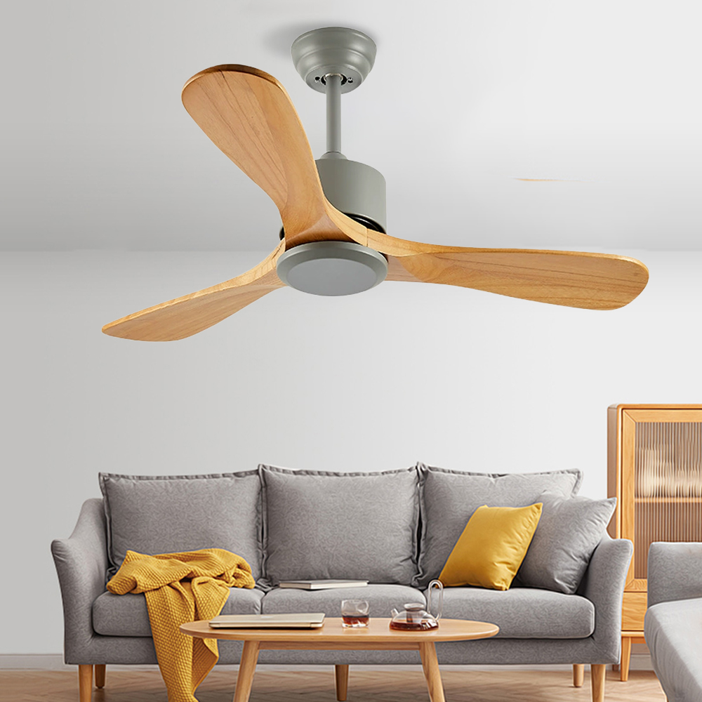 No-light Style Solid Wood Simple Silent Ceiling Fan Light