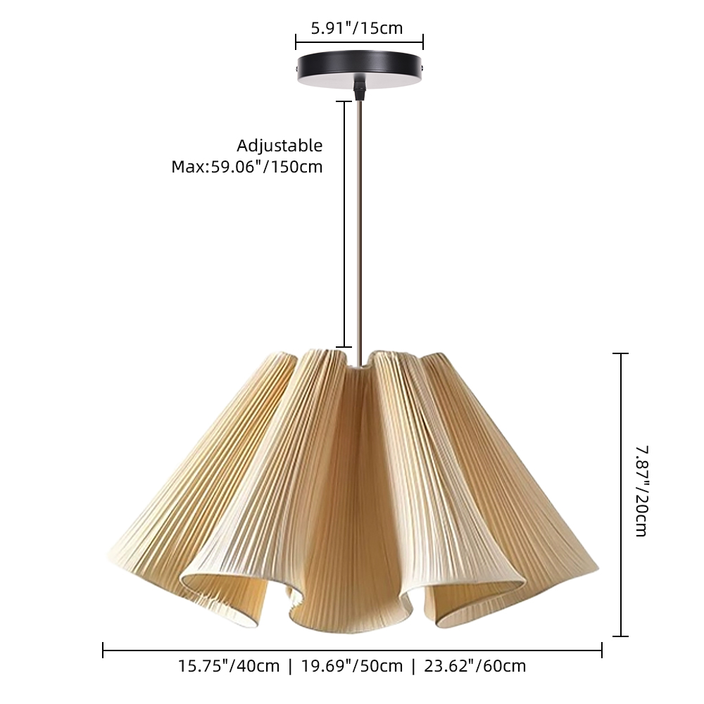 Nordic Simple Fabric Pendant Light Dining Room Pleated Chandelier
