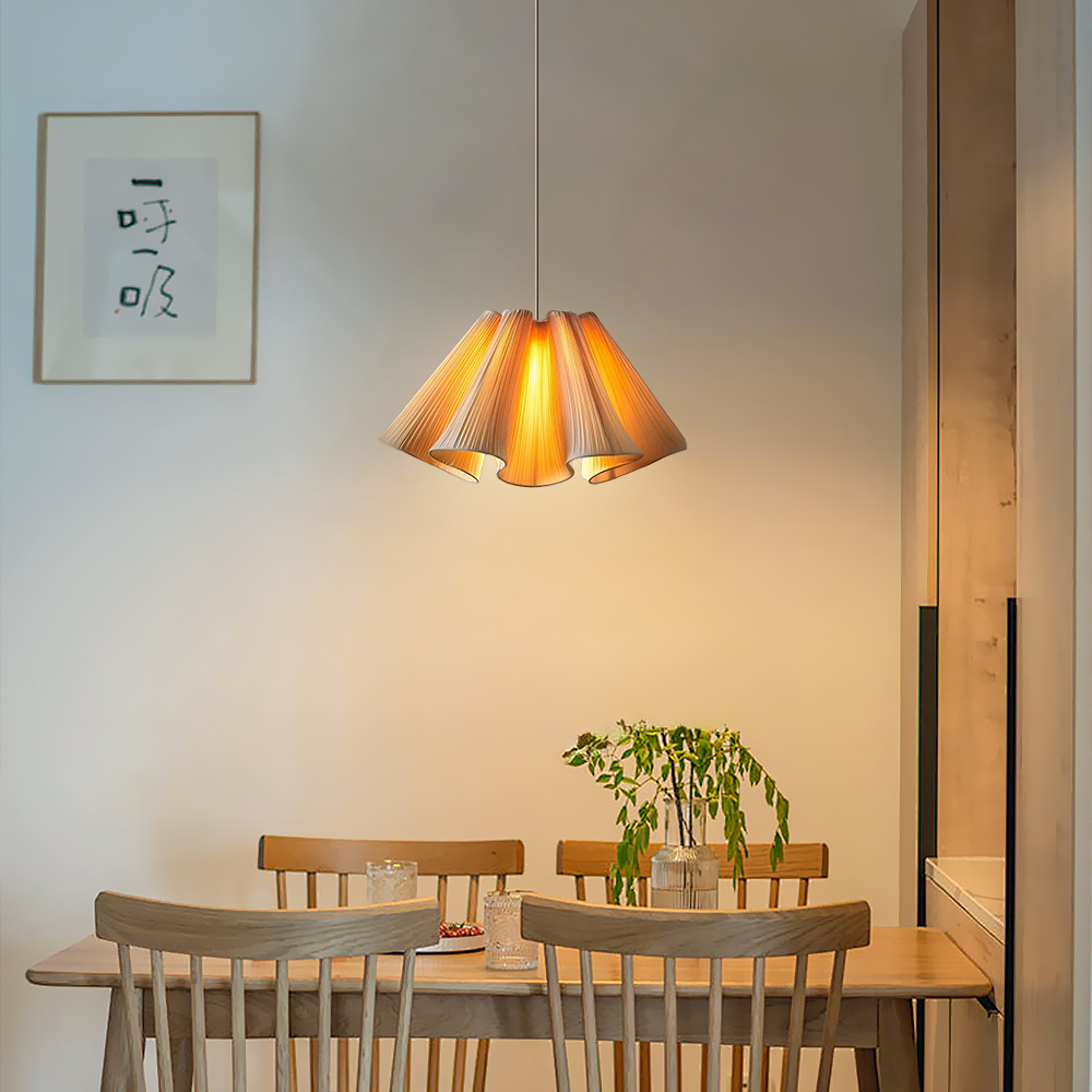 Nordic Simple Fabric Pendant Light Dining Room Pleated Chandelier