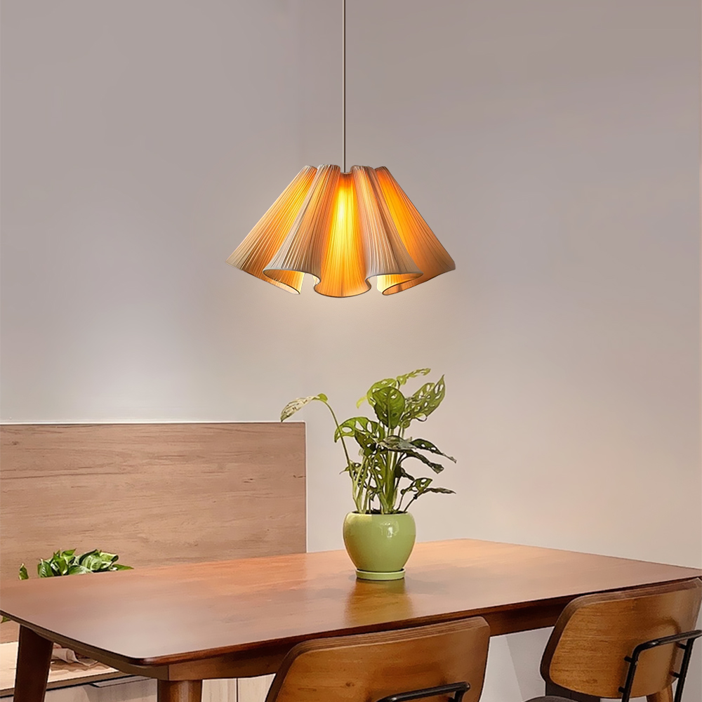 Nordic Simple Fabric Pendant Light Dining Room Pleated Chandelier