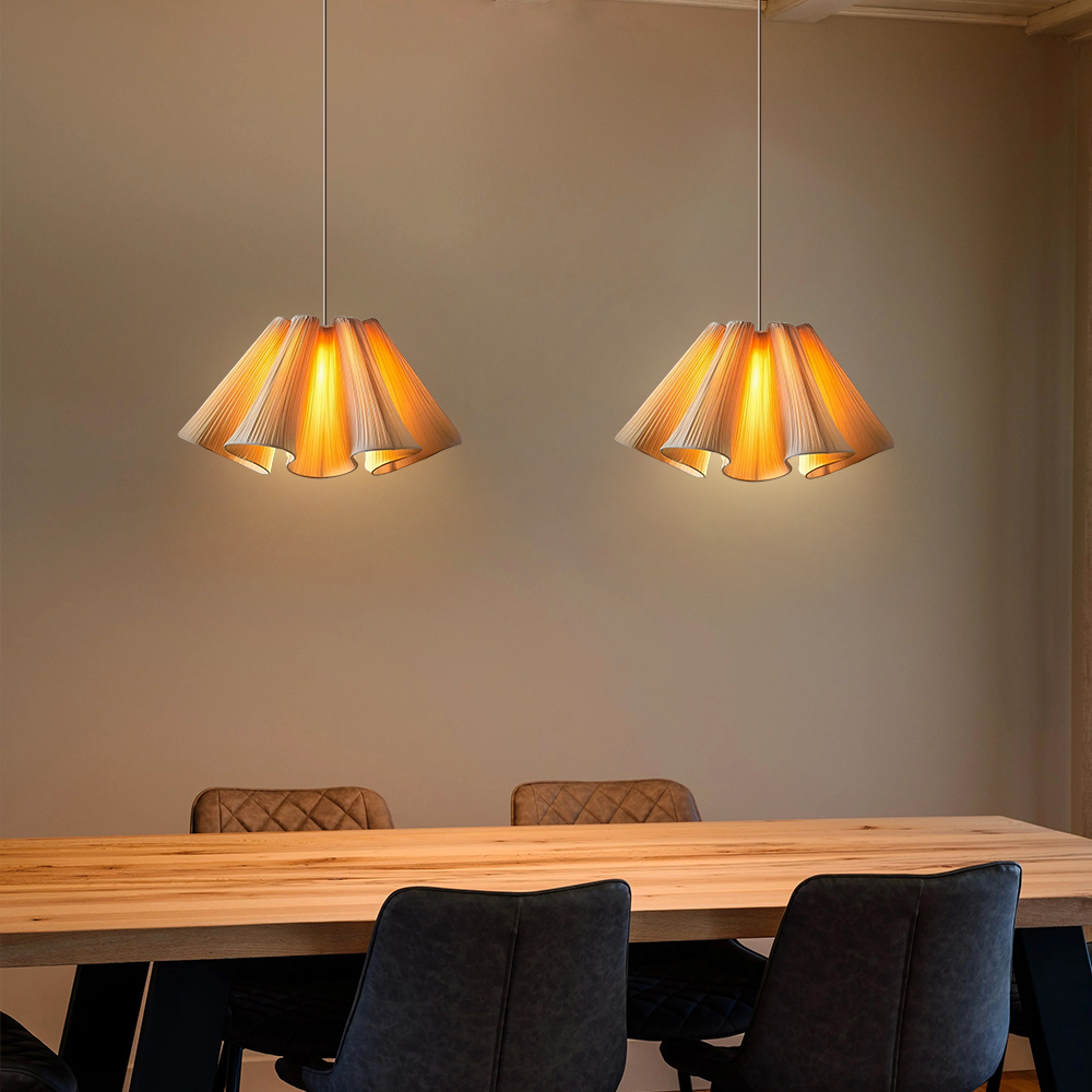 Nordic Simple Fabric Pendant Light Dining Room Pleated Chandelier