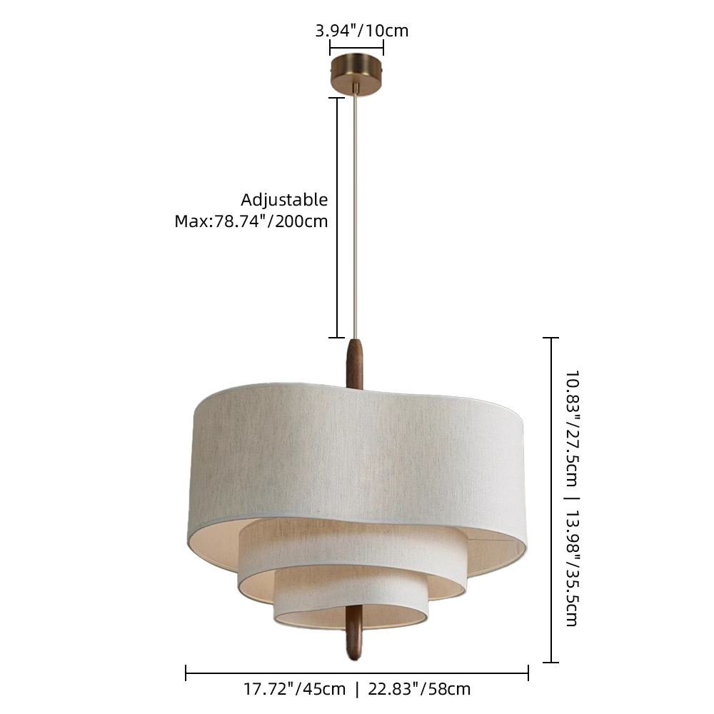 French Retro Living Room Bedroom Multi-layer Fabric Pendant Light