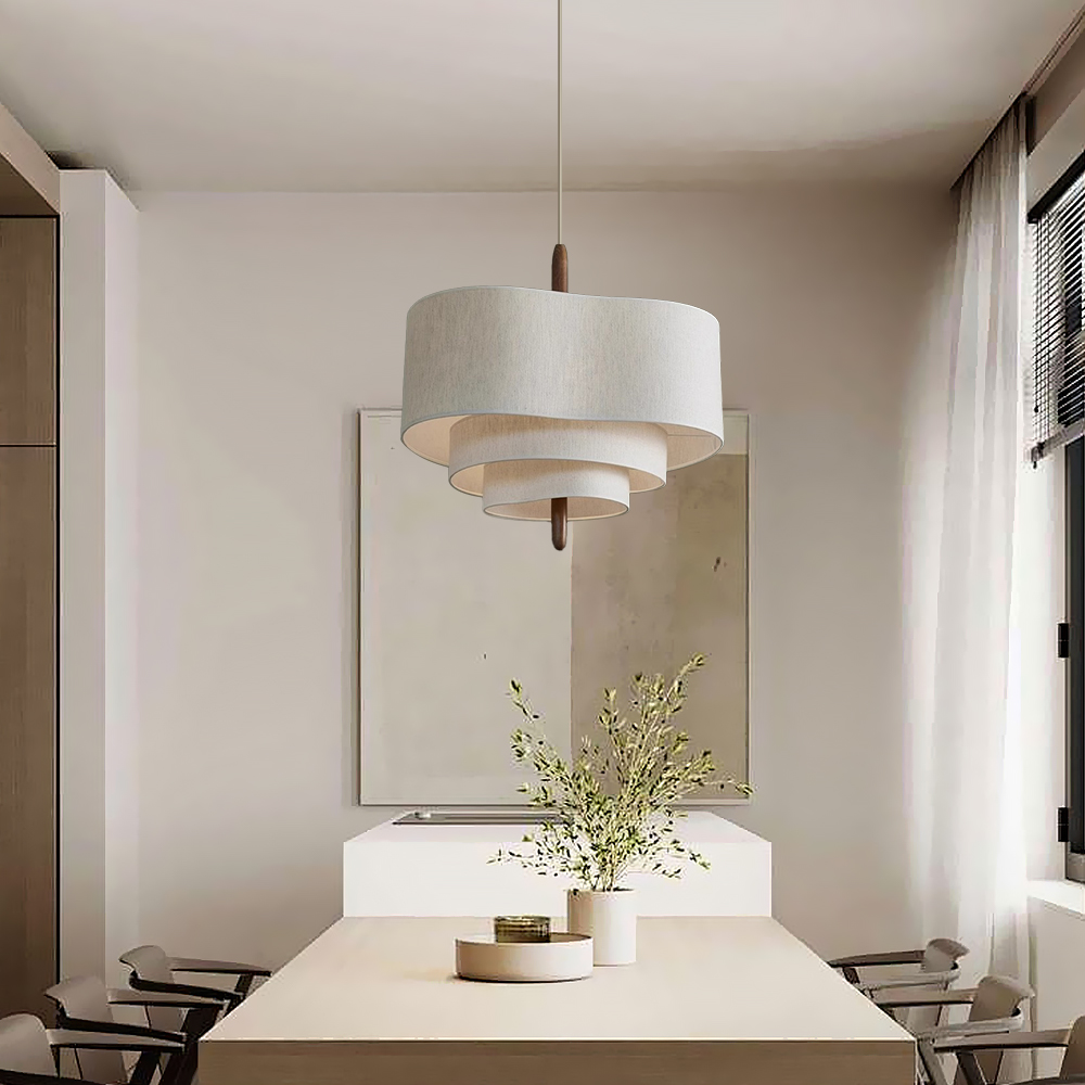 French Retro Living Room Bedroom Multi-layer Fabric Pendant Light