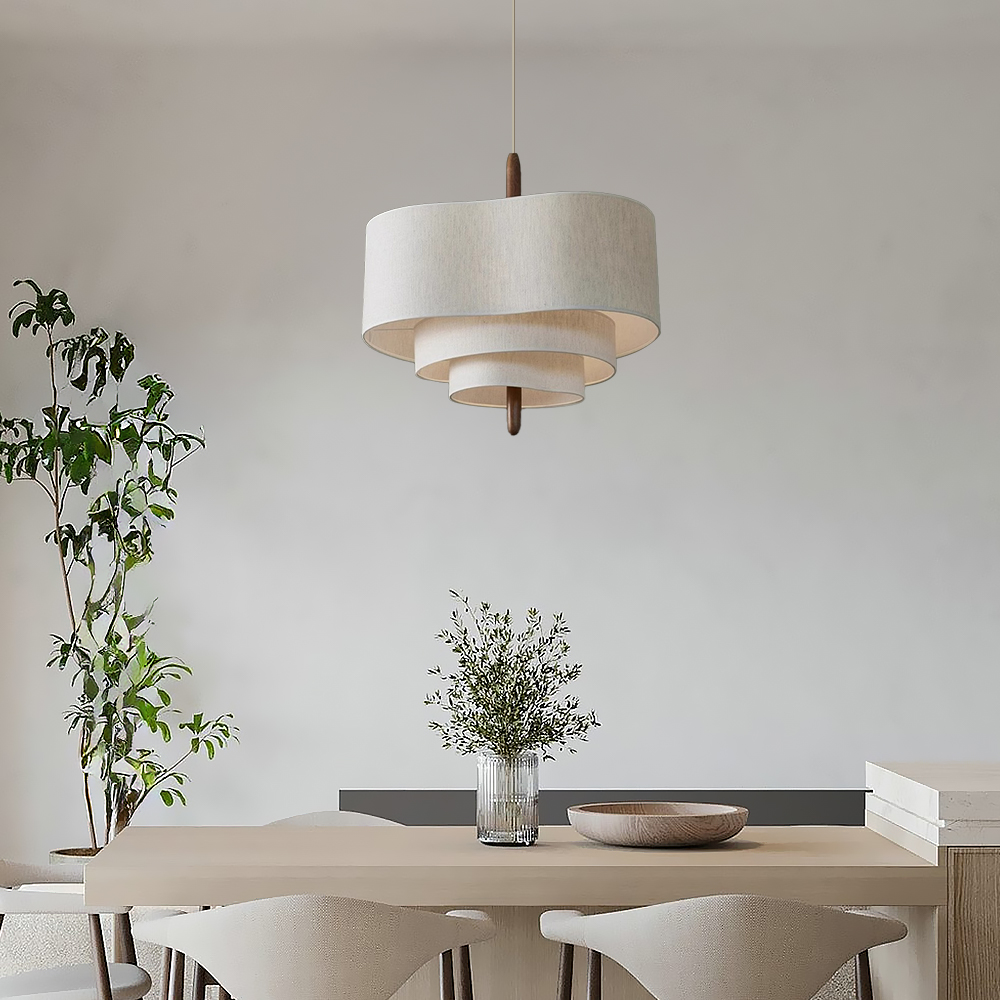 French Retro Living Room Bedroom Multi-layer Fabric Pendant Light