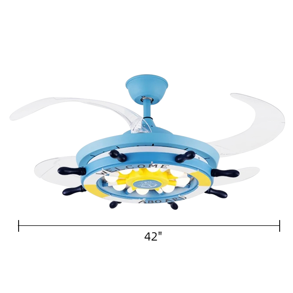 Invisible Fan Light Children's Room Ceiling Fan Light Cartoon Rudder Chandelier