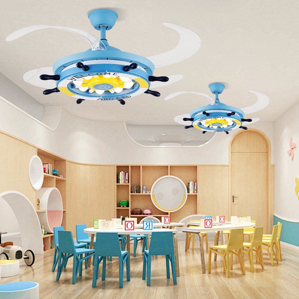 Invisible Fan Light Children's Room Ceiling Fan Light Cartoon Rudder Chandelier