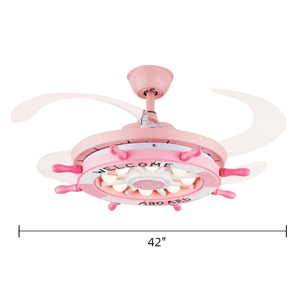 Invisible Fan Light Children's Room Ceiling Fan Light Cartoon Rudder Chandelier