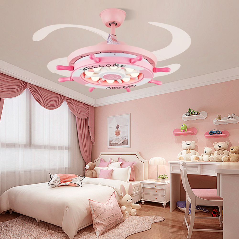 Invisible Fan Light Children's Room Ceiling Fan Light Cartoon Rudder Chandelier