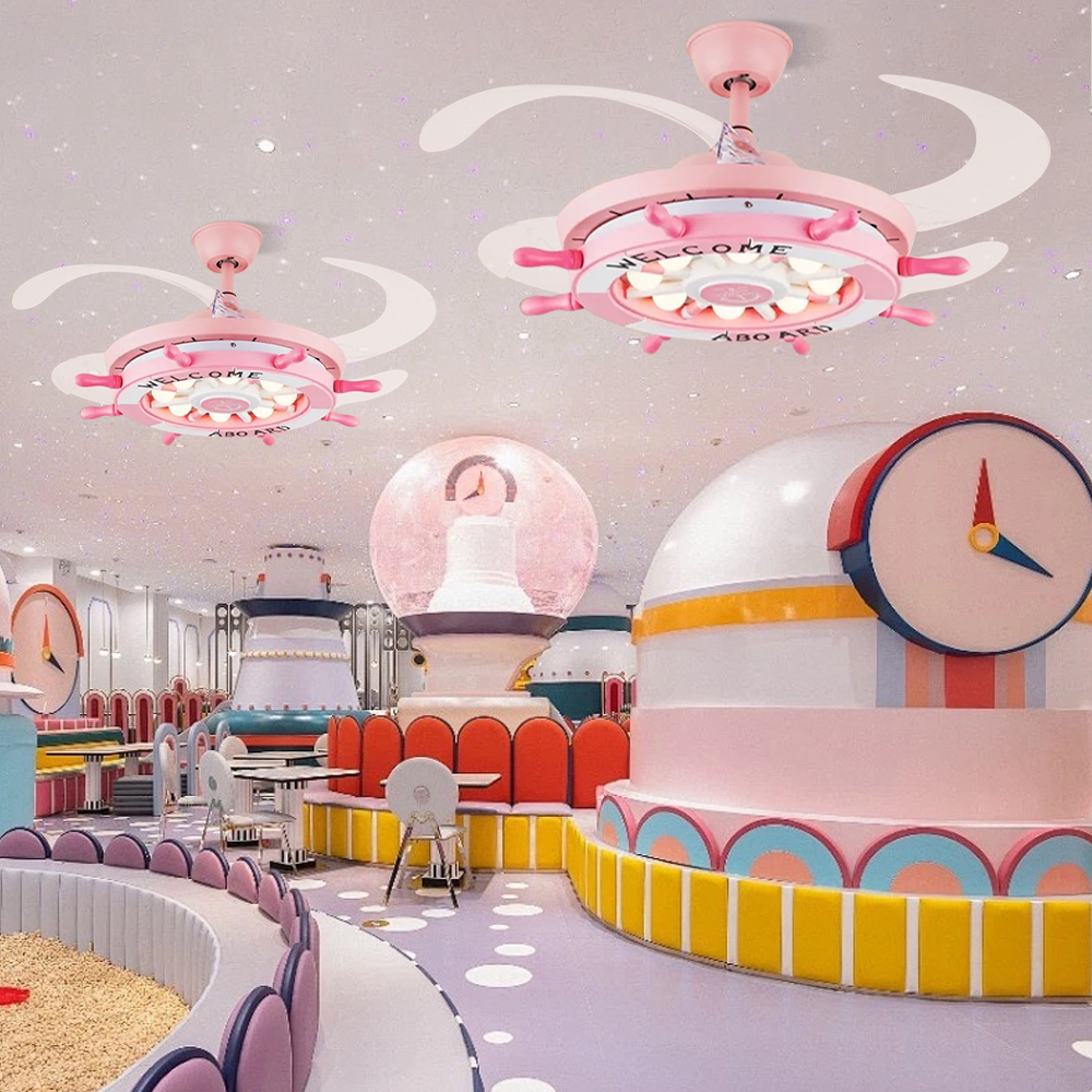 Invisible Fan Light Children's Room Ceiling Fan Light Cartoon Rudder Chandelier