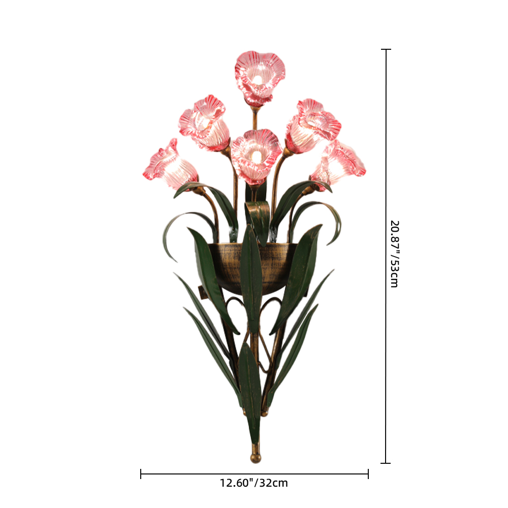 6-Heads French Pastoral Flower Wall Lamp Bedroom Corridor Lamp