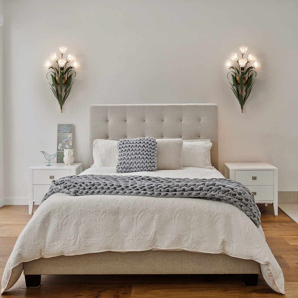 6-Heads French Pastoral Flower Wall Lamp Bedroom Corridor Lamp